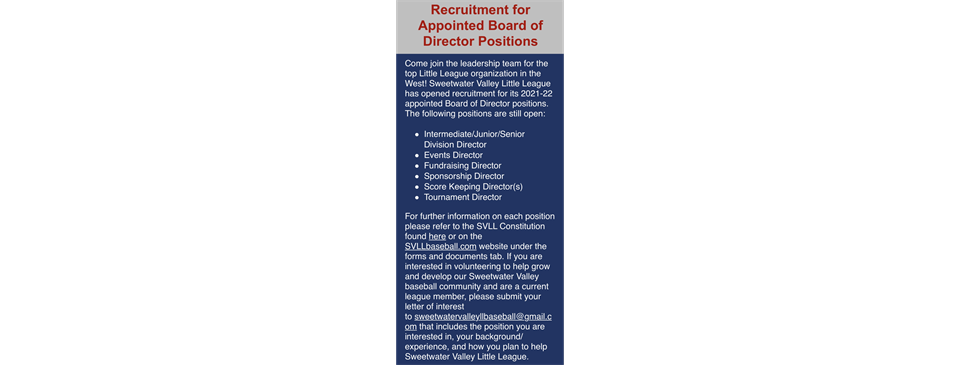 Recruitment for Appointed Board 