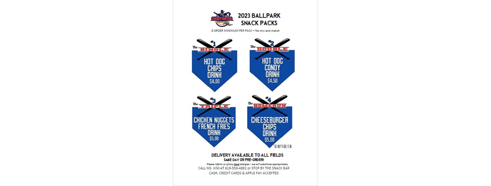 Snack packs are available every game day
