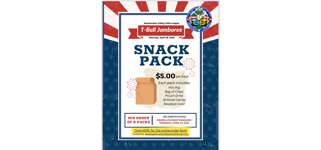 Order your Tball Jamboree Snack Packs