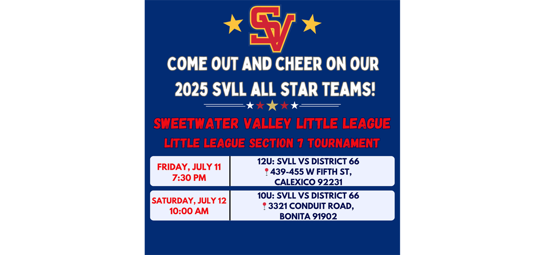 Sectionals for 10U & 12U All Stars