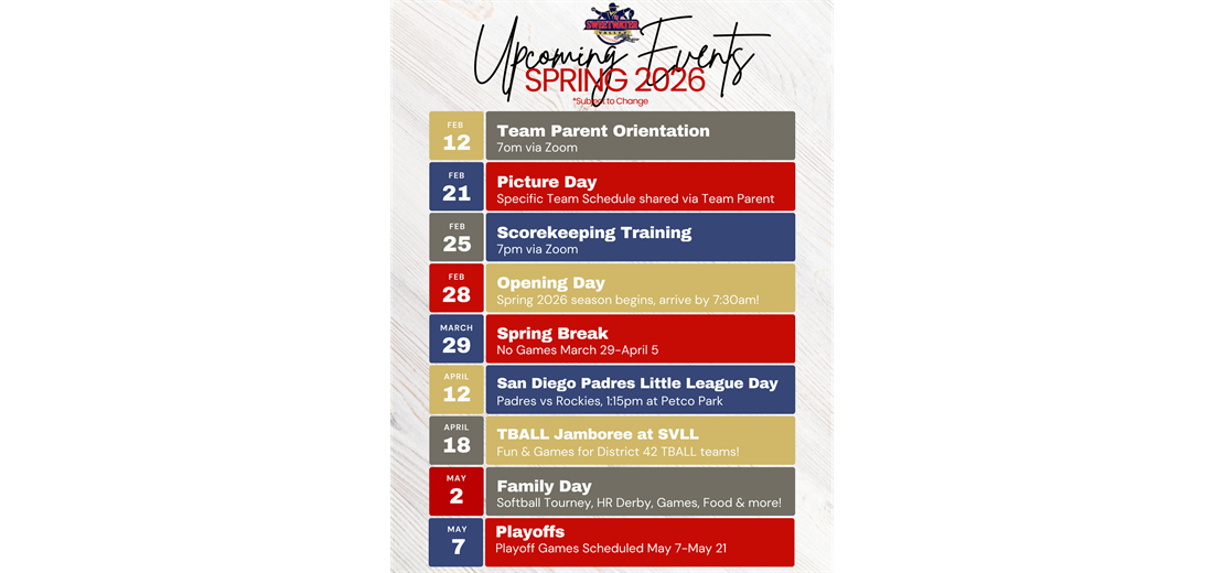 Important upcoming dates